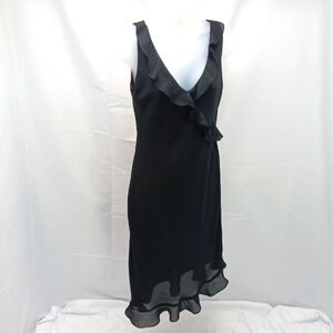 Vintage Studio Y Wimsygoth Black Sleeveless Ruffled Sheath Midi Dress Womans 5/6